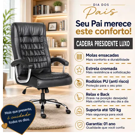 móveis para escritório - cadeira presidente luxo com molas ensacadas