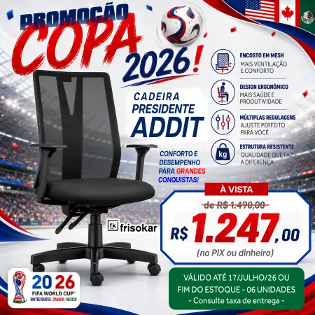 móveis para escritório - cadeira presidente addit - promoção copa do mundo 2026