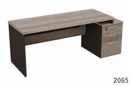 Mesa Reta Pedestal - Linha M40 - Preto c/ Madeirado - Maranello