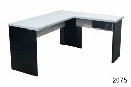 Mesa em L c/ 1 gavetas - Linha 30mm - Preta c/ Branco